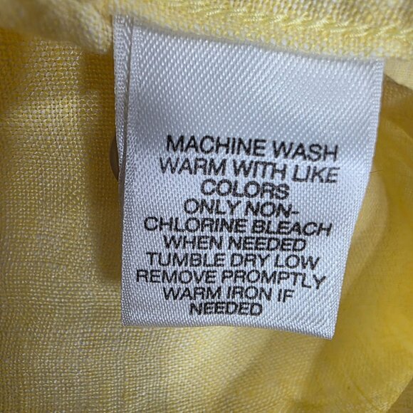 Mens Roundtree & Yorke Yellow 100% Linen Shirt Button Up Short Sleeve Size L - Picture 3 of 7